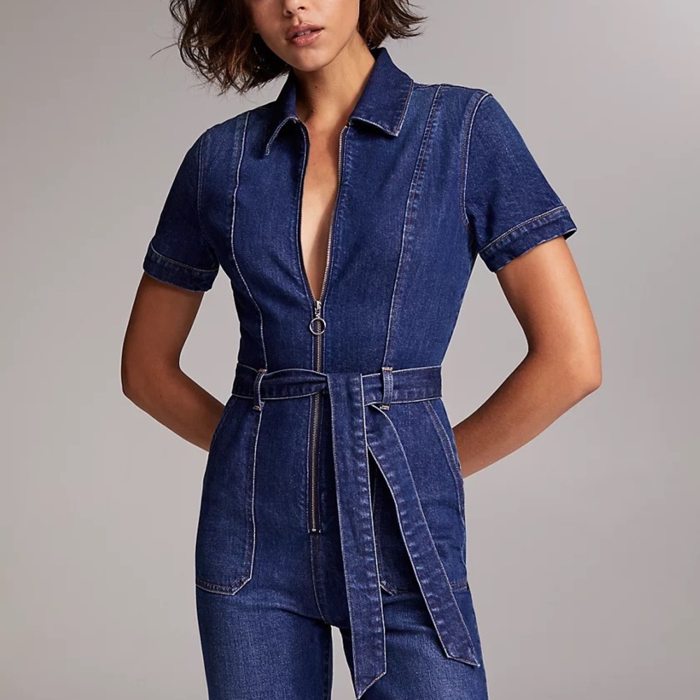 Jerry Zip Front Denim Jumpsuit